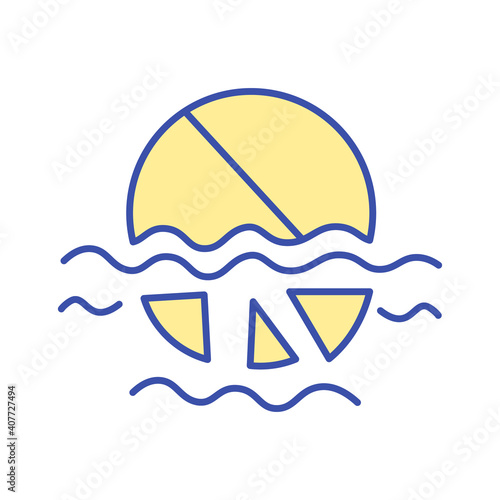 Water soluble pills RGB color icon. Multivitamin complex intake. Tablets dissolve in water. Nutritionology, health eating. Pharmaceutical multi mineral complex. Isolated vector illustration