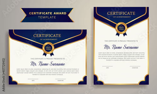 Golden colour Certificate Award Design Template