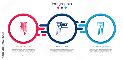 Set line Medical thermometer, Digital and . Business infographic template. Vector.