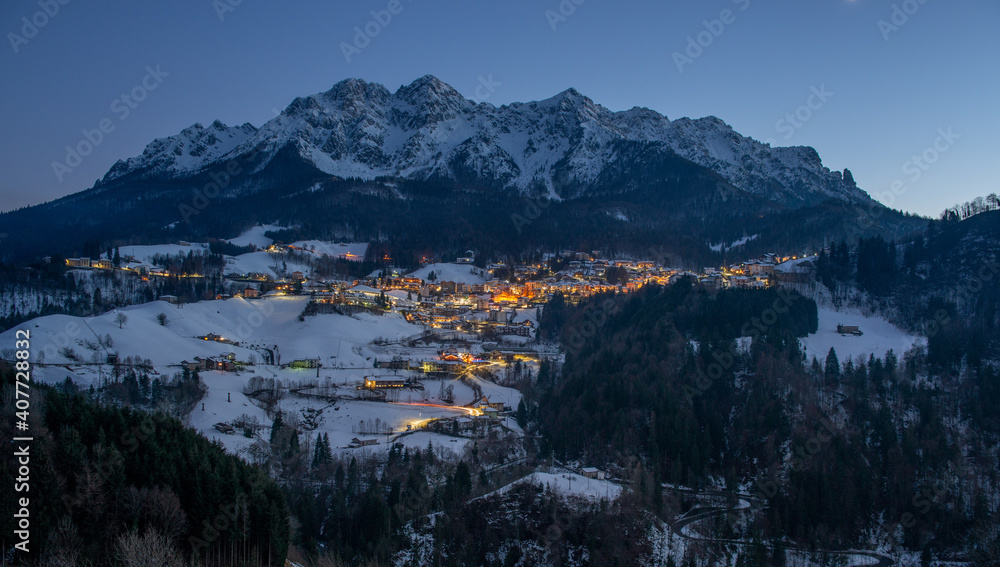 snowy mountain village