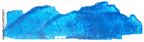 watercolor stain blue stripe brush on white background