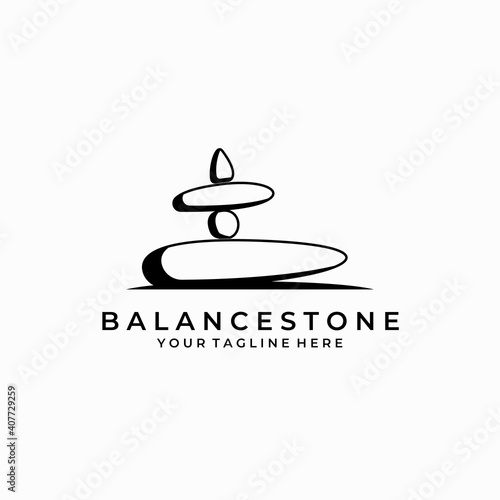 balance stone line art logo vector illustration template design