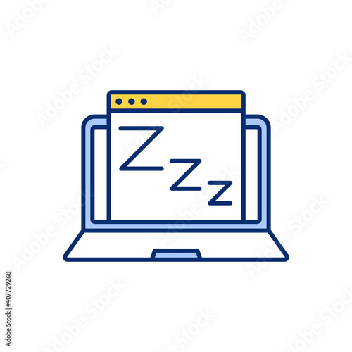 Encryption at rest RGB color icon. Computer on sleep mode. Hacker attack prevention with cyber security measure. Laptop operation management. Screen on hibernation mode. Isolated vector illustration
