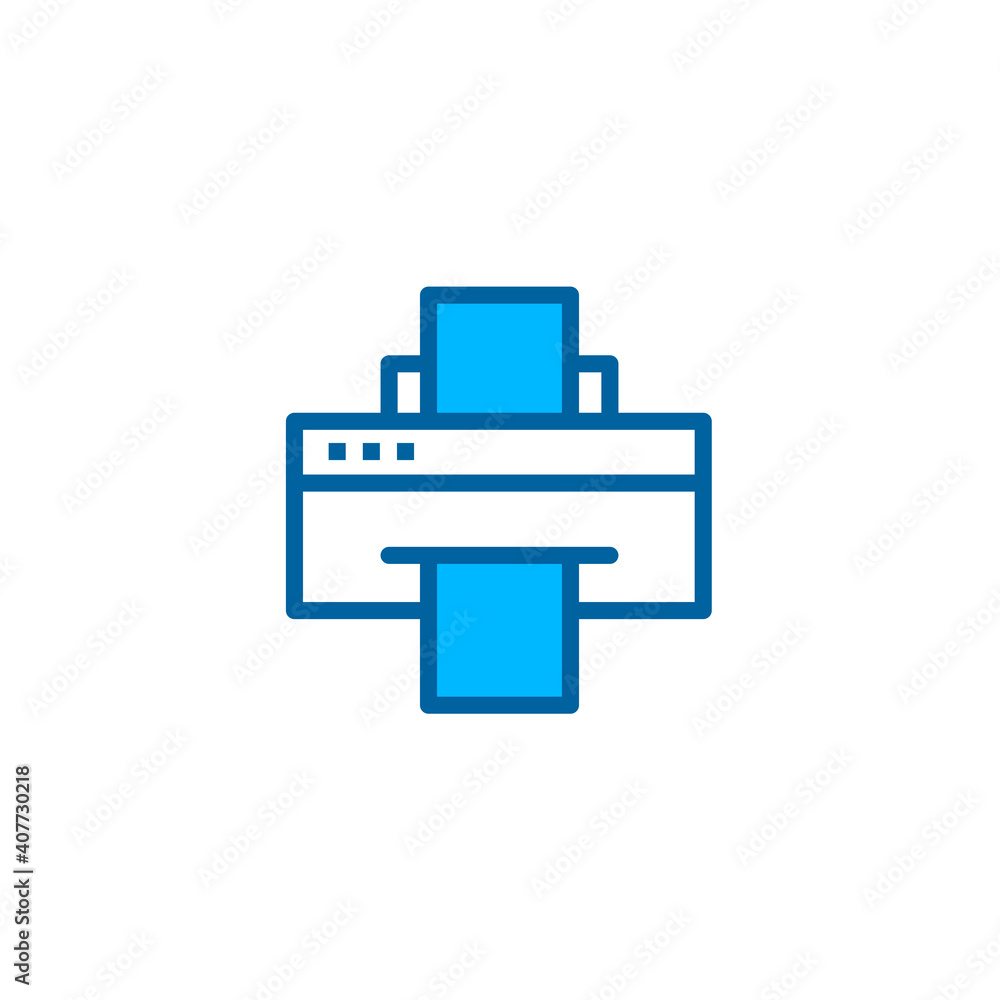 Printer icon in blue color style Printer icon in blue color style