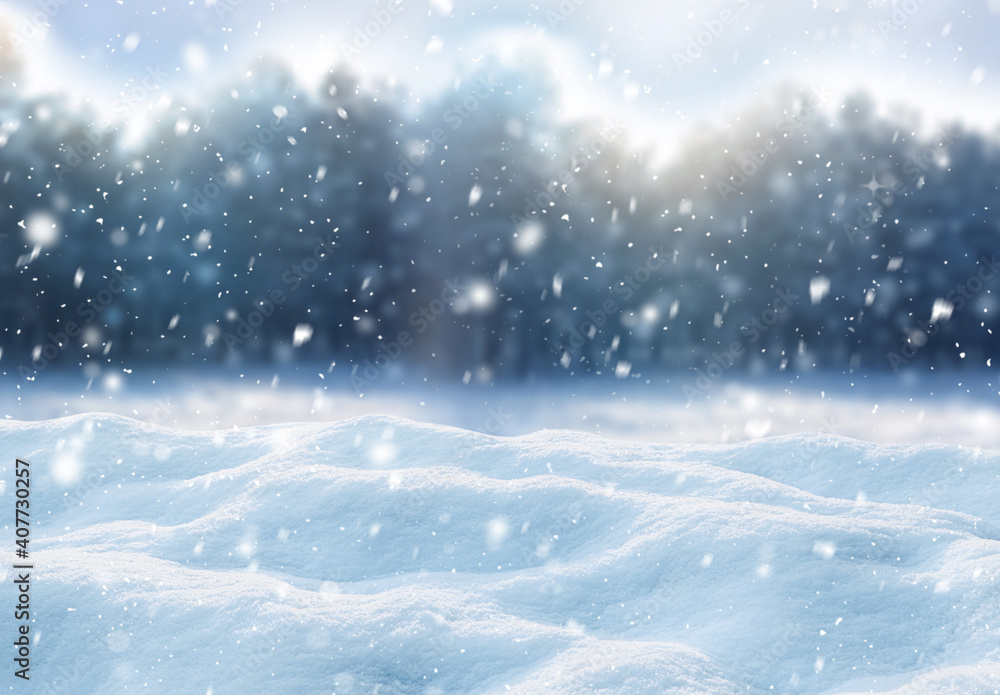 Beautiful fluffy snow in forest. Winter season Beautiful fluffy snow in forest. Winter season