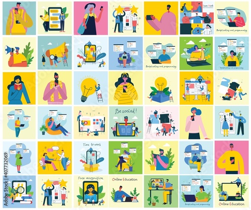 Programming and coding, Website development, Web design.Flat design modern vector illustration concept.