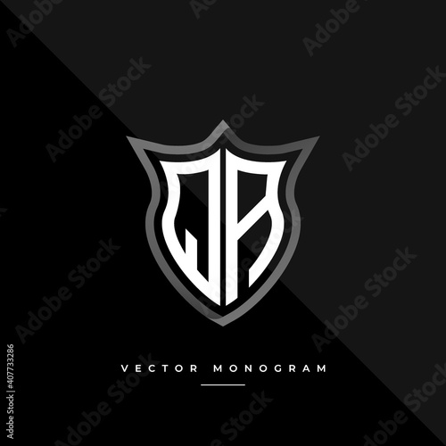 letters QA logo design. silver shield Q A monogram minimal monogram isolated on dark background. masculine business logotype. creative premium vector alphabet concept.