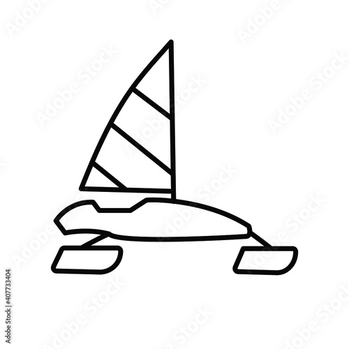 Iceboat skating vehicle line icon