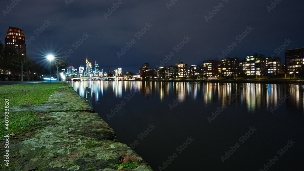 Skyline Frankfurt am Main Langzeitaufnahme