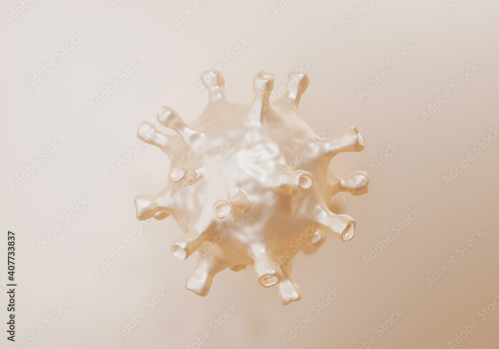 Light beige coronavirus, minimalist Covid-19, 3d render Light beige coronavirus, minimalist Covid-19, 3d render