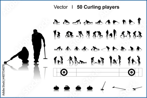 50 joueurs de Curling - Vecteur