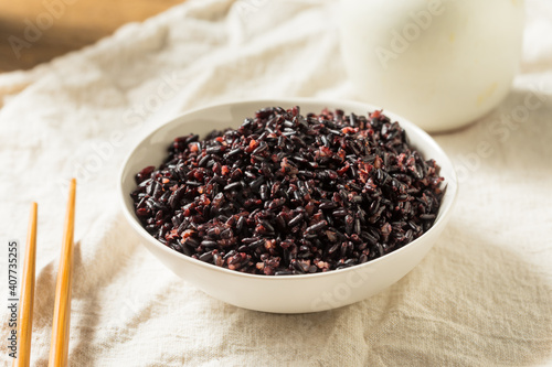 Homemade Cooked Forbidden Purple Rice photo