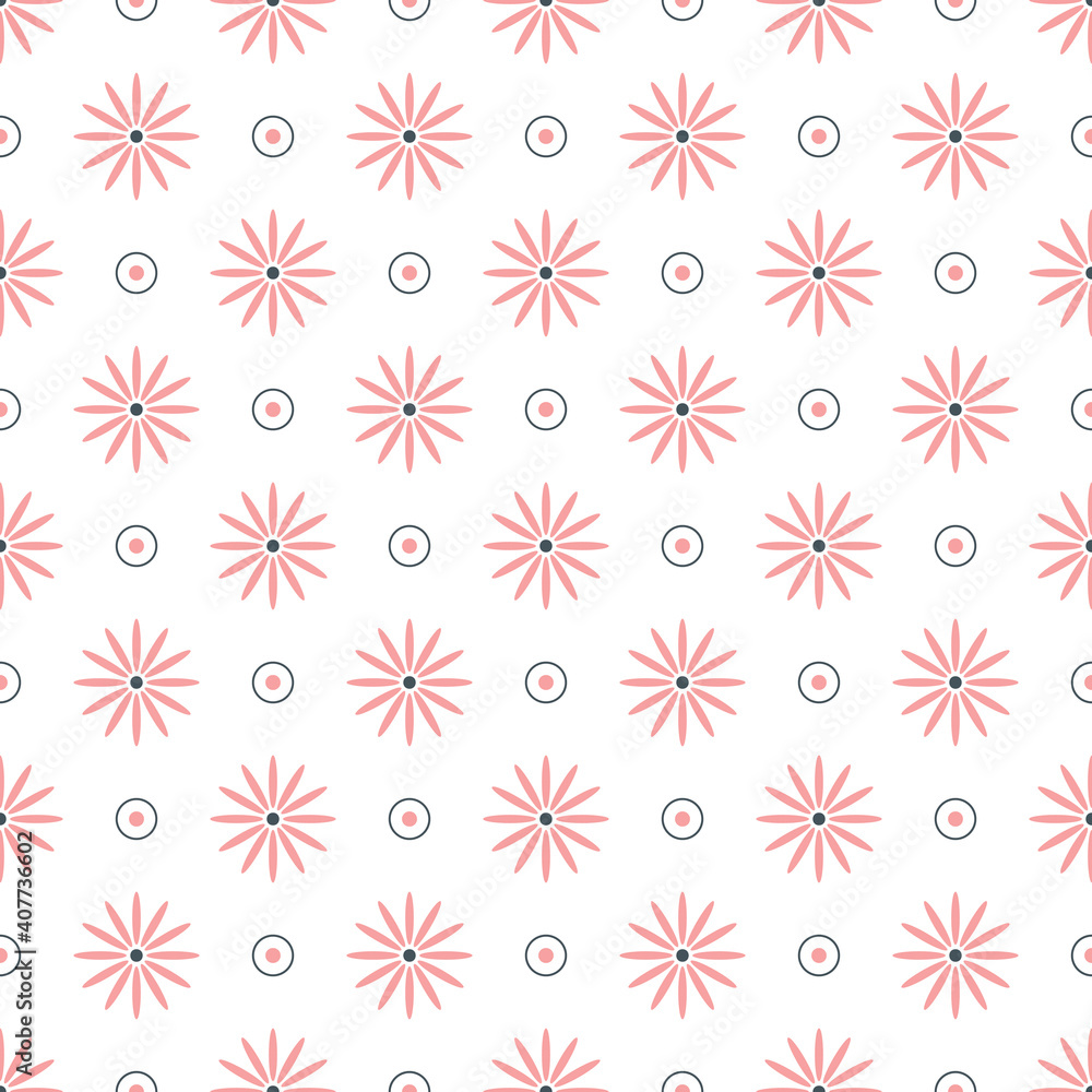 seamless pattern of pink flowers on white background seamless pattern of pink flowers on white background