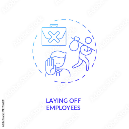 Laying off employes concept icon. Cost reduction idea thin line illustration. Budget optimization. Value chain components. Vector isolated outline RGB color drawing. Crisis solution