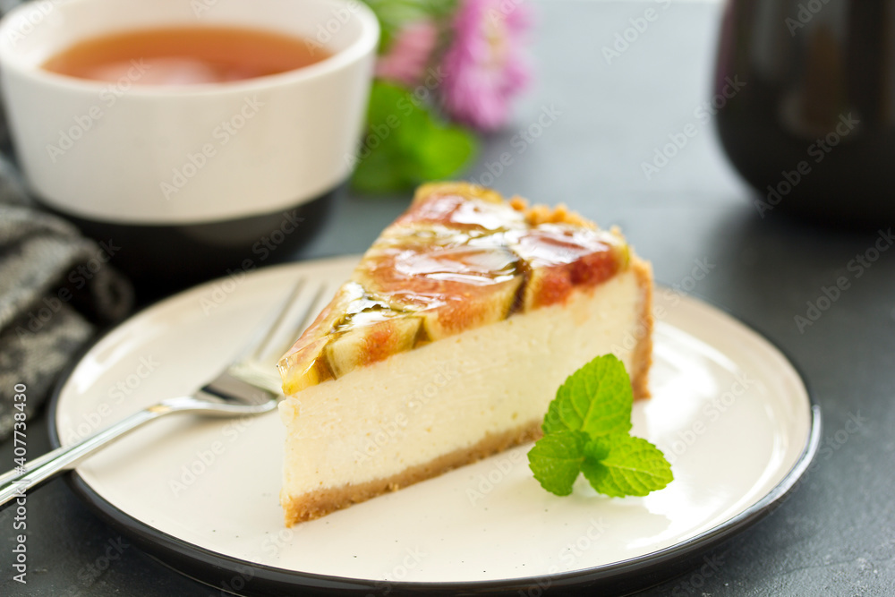Vanilla cheesecake with figs. selective focus. Vanilla cheesecake with figs. selective focus.