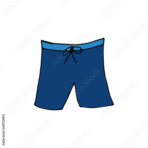 Doodle Beach Shorts. hand drawn of a Beach Shorts isolated on a white background. Vector illustration sticker, icon, design element