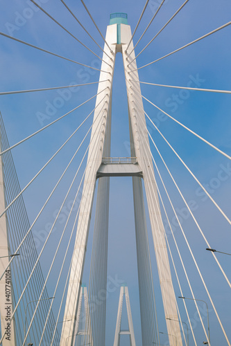 Cable stayed bridge on outskirts of St.Petersburg, Russia