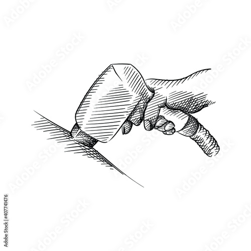 Hand drawn sketch of laser epilation on a white background. Epilation and depilation procedure. Hair removing. Laser hair removal device