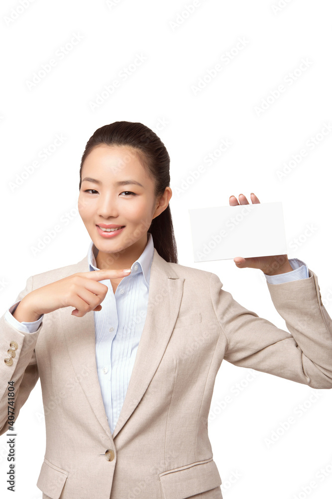 Business woman with white board Business woman with white board