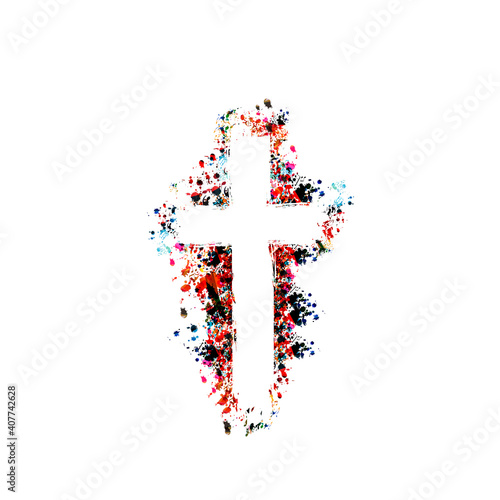 Christian cross isolated vector illustration. Religion themed background. Design for Christianity, prayer and care, church charity, help and support
