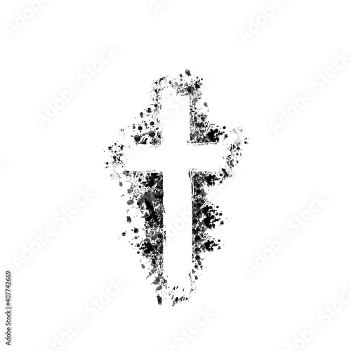 Christian cross isolated vector illustration. Religion themed background. Design for Christianity, prayer and care, church charity, help and support