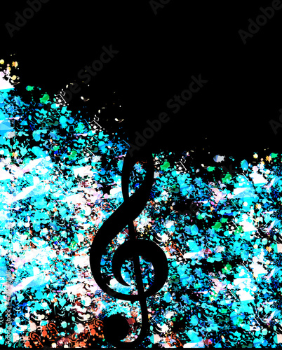 G-clef poster background vector illustration. Artistic treble clef design for live concert events, music shows and festivals, party flyer. Violin key symbol