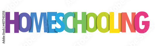 HOMESCHOOLING colorful vector typography banner isolated on white background