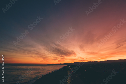 Locri vista aerea al tramonto, Calabria,. photo