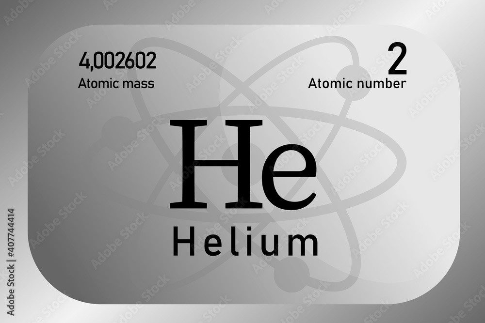 Vector illustration of a sign, symbol of the helium atom, an element of