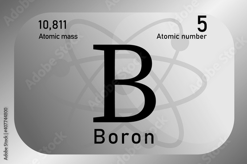 Vector illustration of a sign, symbol of the boron atom, an element of the periodic table.