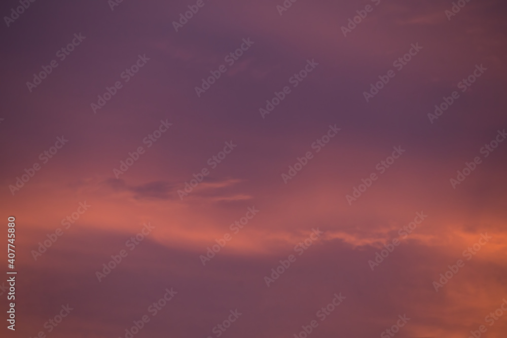 The evening sky after sunset With two colors at the same time