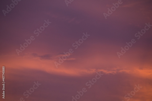 The evening sky after sunset With two colors at the same time
