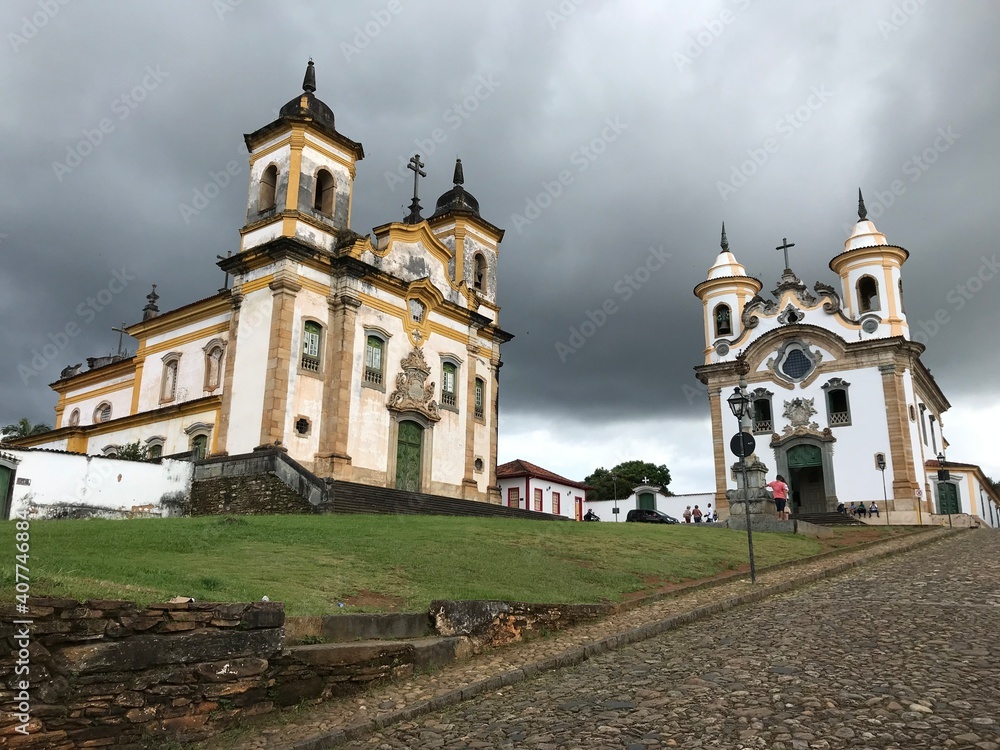 Twin churches in Mariana, Brazil Twin churches in Mariana, Brazil