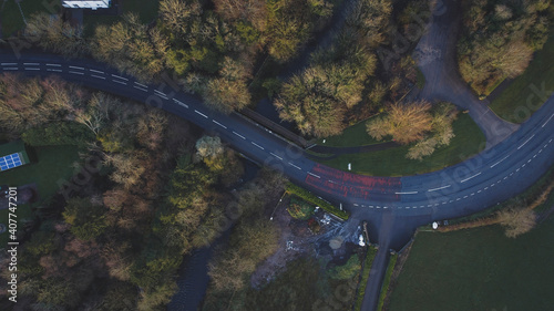 birds eye of country road
