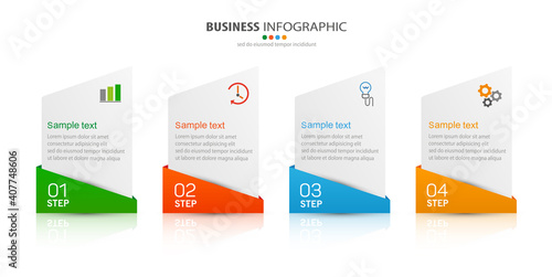 Infographic business design vector template with 4 options, steps or processes. Can be used for presentations banner, workflow layout, process diagram, flow chart, info graph