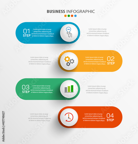 Infographic business design vector  template with 4 options, steps or processes. Can be used for presentations banner, workflow layout, process diagram, flow chart, info graph