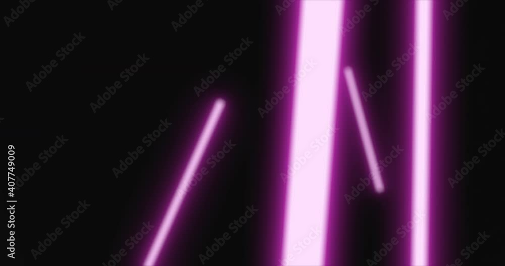 Pulsating pink neon strip lights floating on a black background Pulsating pink neon strip lights floating on a black background