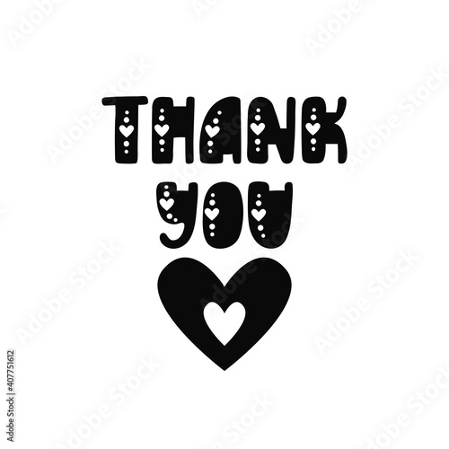 Thank you. Thankful phrase in scandinavian style. Hand drawn typography design.