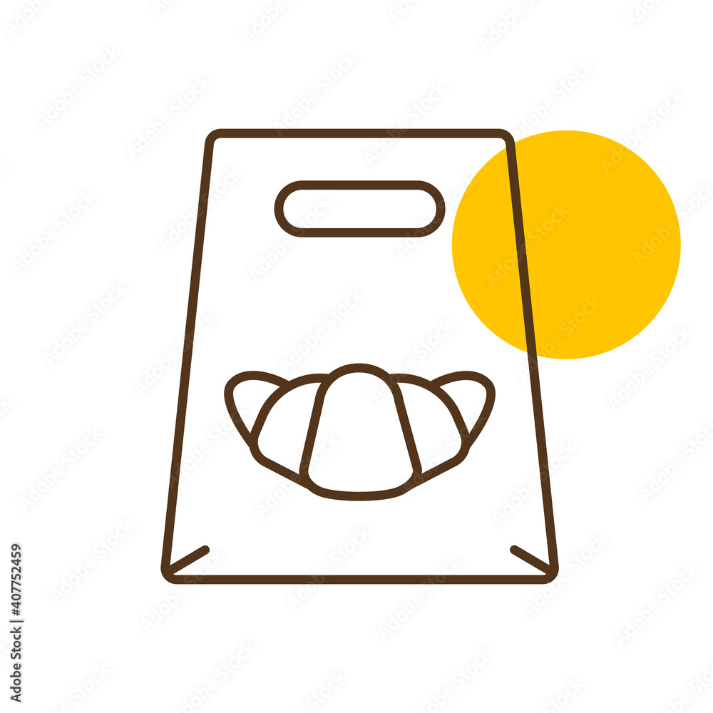Fast food delivery take away paper bag icon. Fast food delivery take away paper bag icon.
