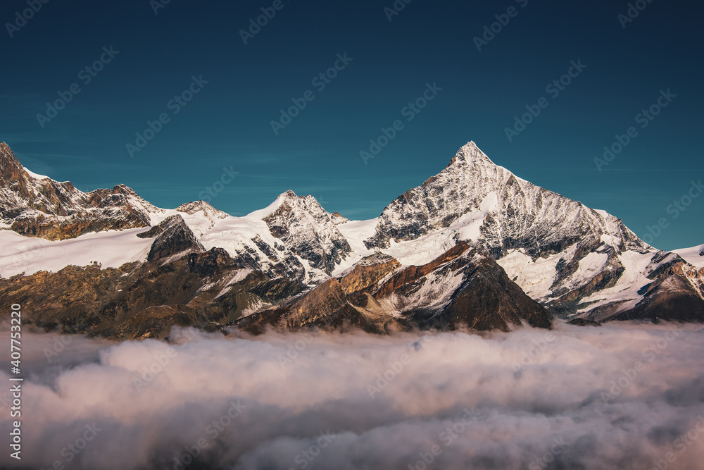 Panoramic view of the Valais Alps, Dent Blanche Switzerland.