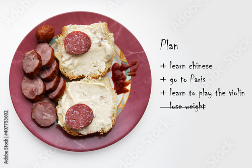 Unsuccessful attempt to lose weight. Meat appetizer.