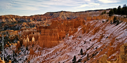 Bryce Canyon national park in November right after a snowy day