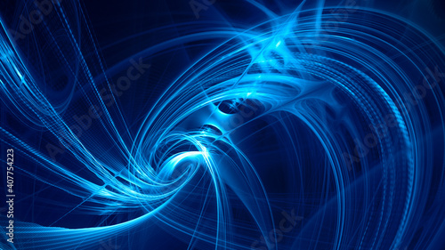 Abstract digital technology background. Dynamic lines composition. Detailed generative fractal graphics.