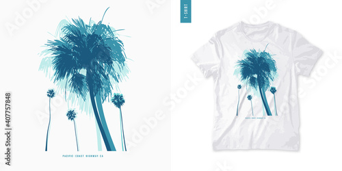 California graphic t-shirt design, summer print, vector illustration