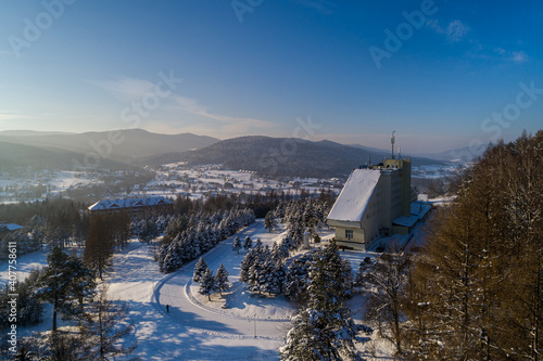 Wysowa Zdrój, zimowa panorama, Gorlice, Beskid Niski