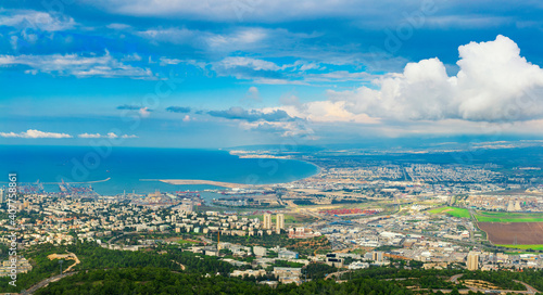Teh Cityscape of Haifa At Day,  The Israel Cities, Aerial View, Israel