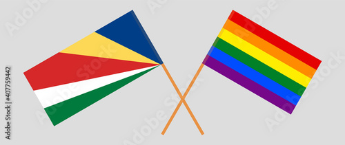Crossed flags of Seychelles and LGBTQ