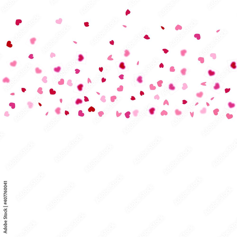 Heart Background. 8 March Banner with Flat Heart. Red Pink  Exploding Like Sign. Vector Template for Mother's Day Card. St Valentine Day Card with Classical Hearts. Empty Vintage Confetti Template.