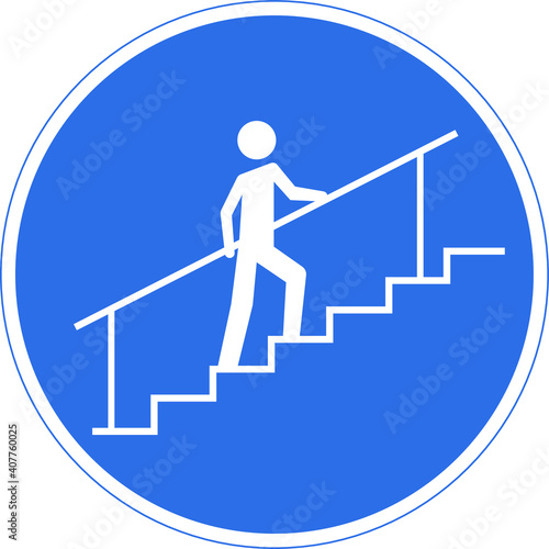 Print op canvas Use Hand Rail handrail ladder sign stairs steps