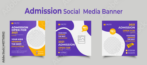 Admission social media post template design, Suitable for junior and senior high school promotion banner